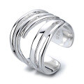 wholesale S925 Sterling Silver Irregular Multi-Layer Line Open Ring, Hip-Hop Punk Style European and American Personality Ring for Women-0-4
