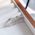 wholesale S925 Sterling Silver Couple Rings, a pair of diamond-shaped men's and women's Korean-style lightweight luxury long-distance relationship niche trendy rings-0-4