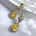 wholesale Sterling Silver New 8*12 Pear Shaped Radiant Cut Yellow Diamond Teardrop Earrings High-end Fashion Jewelry-0-2