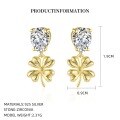 wholesale S925 Sterling Silver Four-leaf Clover Earrings For Women,,-0-5