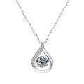 925 Silver Cross-Border Moissanite Necklace, 1 Carat Jumping Heart Pendant with Colorful Moving Waterdrop Moissanite-0-13