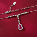 wholesale 925 Silver Gold-Plated, Pigeon Blood Red Small Gourd Necklace, Artificial Simulated Gemstone Jewelry for Women-0-3