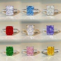 wholesale 925 Sterling Silver Ring for Women with Ice Flower Cut 8A Zircon High Carbon Diamond, Cross-Border Hot-Selling Colorful Diamond Ring, Factory Direct-White Diamond-CBJZ078>No.6
