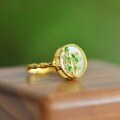 wholesale 925 Silver New Chinese Style Antique Openable Index Finger Ring with Certificate, Inlaid with Palace Enamel Bamboo Leaf and Hetian Jade-0-5