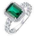 wholesale S925 European and American new geometric cultivated emerald light luxury ring for women, fully set with colored gemstones, twisted finger ring, cross-border hot pick-0-4