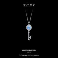 Sterling Silver Colorful Moissanite Pendant Necklace, Luxury Key Chain, Cross-Border Ready Stock-S925 sterling silver + 1-carat royal blue moissanite