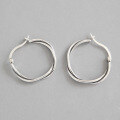 wholesale S925 Sterling Silver Korean-style Ear Clasp Earrings, Vintage Distressed Twist Rope Hoop Earrings for Women-0-0