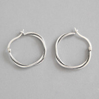 wholesale S925 Sterling Silver Korean-style Ear Clasp Earrings, Vintage Distressed Twist Rope Hoop Earrings for Women-Vintage Silver 925 Silver