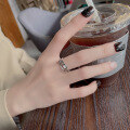 wholesale S925 Sterling Silver Minimalist Double-Layer Geometric Ring, Ins Trend Retro Personality Minimalist Style Versatile Index Finger Ring-0-3