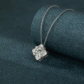 925 Silver Four-Leaf Clover Moissanite Pendant Necklace, Cross-border Dropshipping-0-0