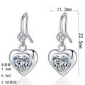 S925 Sterling Silver Full Moissanite Heart Stud Earrings-0-3