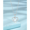 wholesale 925 Sterling Silver Cross-Border New Opal Heart Pendant Necklace for Women, Ins Style, Small and Unique Design, Collarbone Chain-0-3