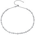 925 Silver Alien Moissanite Choker Necklace, Minimalist Layered Diamond Collarbone Chain-0-3