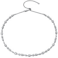 925 Silver Alien Moissanite Choker Necklace, Minimalist Layered Diamond Collarbone Chain-Irregular Moissanite Necklace