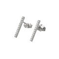 wholesale S925 Sterling Silver Geometric One-Word Stud Earrings with Row Diamonds, Stylish and Versatile for Daily Wear, Unisex Minimalist Earrings-0-4