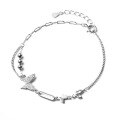 wholesale S925 Sterling Silver Forest-style Hollow-out Full Diamond Butterfly Bracelet for Trendy and Sweet Girls' Accessories Women's S6954-0-4