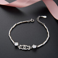 wholesale S925 silver zirconia bracelet, new fashionable retro ethnic style, simple and elegant diamond-embedded bracelet for women-Fashion Bracelet 925 Silver