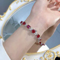 wholesale 925 Silver New Zhuozhifan Jewelry 7*7 Pigeon Blood Red Diamond Bracelet, Daily Classic Fashion Live Streaming Bestseller-0-2