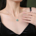 wholesale 925 Silver Iridescent Pendant with Chain Cultivated Emerald Silver Jewelry Necklace Luxe and Sophisticated-0-2