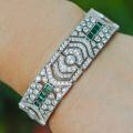 wholesale 925 Silver Gold-Plated Bracelet with High-Carbon Drilled Muzo Green Art Deco Vintage Exquisite Versatile Jewelry for Women-0-2