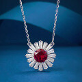 wholesale S925 metal new fashion socialite style one-carat pigeon blood red necklace pendant for women, daily wear-0-0