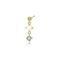 wholesale S925 Sterling Silver Earrings With Star, Moon, Opal, And Ear Hoop Design For Women-E3517-Golden color pair 925 silver