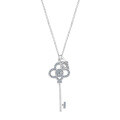 S925 Sterling Silver Key Lock Necklace, Women's Korean Style Luxury Fashion Pendant Chain-0-3