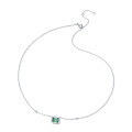 wholesale S925 silver plated with 18k gold, cross-border hot-selling green moissanite in its natural color, 6*8mm emerald cut necklace, passes diamond tester-0-4