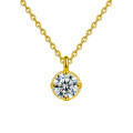 S925 Sterling Silver Moissanite Four-Prong Bead Pendant Necklace-0-5