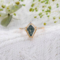 wholesale S925 Silver Plated 14K Gold French Light Luxury Retro Style Moss Agate Ring-0-5