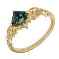 wholesale Metal: S925 Silver Plated with 14K Gold Dunli Jewelry New Square Moss Agate Ring, Fashion Retro Ring-0-4
