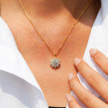 14K Gold Plated 925 Silver Moissanite Sunflower Pendant Necklace-0-1