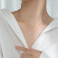wholesale S925 silver necklace women's Korean version small fresh elegant inlaid diamond circle one-word double layer collarbone chain D777-0-3