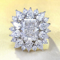 wholesale S925 Sterling Silver New Imported High Carbon Diamond 9*11mm Rectangular Ice-Cut Luxuriously Fully Diamond-Encrusted Women's Style-R705 White G Diamond No. 6