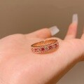wholesale S925 Sterling Silver Plated with 18K Rose Gold Ruby Pigeon Blood Red Gemstone Ring Vintage Luxury Diamond-Encrusted Colored Gemstone Band-0-0