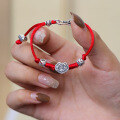 wholesale S925 Sterling Silver Auspicious Peace Red Rope Bracelet for Women, Versatile Small and Minimalist Design, National Trend-inspired Simple and Unique Woven Hand Rope-0-3