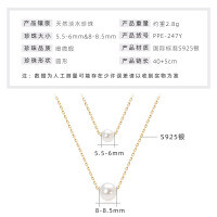 S925 Sterling Silver Geometric Hollow Natural Freshwater Pearl Necklace-Double-layered pearl necklace [K gold]  925 silver