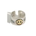wholesale S925 sterling silver 021 Korean version ins niche design retro distressed wide-faced smile textured open ring for women-0-4