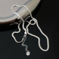 wholesale S925 Sterling Silver Heavy Workmanship Flat Snake Chain Necklace for Women, Korean Spring and Summer New Style, Versatile Trendy, Little Red Book Popular Minimalist Chain-0-5