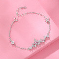 wholesale 925 Sterling Silver Wisteria Flower Bracelet for Women, Summer Luxury Diamond-Accented Small High-End Hand Jewelry, Couple's Gift for Girlfriend-0-17