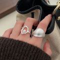 wholesale S925 silver natural Baroque pearl open ring for women, Korean new geometric irregular heavy-duty finger ring-0-1
