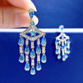 wholesale 925 Silver Mujing Jewelry New Sea Blue Charm Series Earrings Fully Set with High Carbon Diamonds 3*5 Teardrop Earrings-0-0