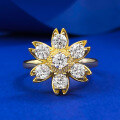 wholesale S925 Sterling Silver Creative Floral Fashion Diamond-Inlaid Elegant and Unique Daisy Sunflower Ring-0-5