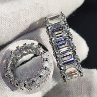 S925 Sterling Silver Rectangular Bevel-Cut Zircon Ring, Fashionable Luxury-Style Y [Clearance Sale with Free Shipping]  US Size 4.5