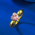 wholesale Metal Material: Peach Oolong 7*7 Heart-shaped Pink Diamond Ring with High Carbon Diamonds, Unique Design in Vintage Hong Kong Style by Mujing Jewelry-0-1
