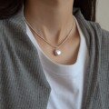 wholesale S925 Sterling Silver Baroque Button Pearl Necklace with Sparkling and Stylish Light Luxury Collarbone Chain Y00456-0-0