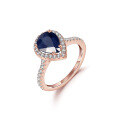 wholesale S925 Sterling Silver Classic Candy Color Ring with Natural Blue Topaz and Garnet 7*9mm Ring Setting-0-6