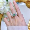 wholesale 925 Silver New Paired with Paraiba Green 6*9mm Teardrop Ice-Cut High-Carbon Diamonds Sweet Style by Zhuozhifan Jewelry-0-2