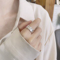 wholesale S925 Sterling Silver Irregular Wide Brushed Open Ring for Fashion Commuting Light Luxury Style Index Finger Ring-0-3