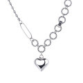 wholesale S925 Sterling Silver 3D Heart Vintage Layered Necklace Korean Style Personality Ins Minimalist Cold Chic Cool Girl Sweater Chain-0-5